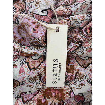 Status By Chenault Women's Paisley Print Midi Skirt With Front Ruched Detail & Side Slit Size S Multicolor
