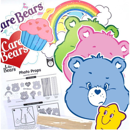 Care Bears Photo Props Set With 12 Themed Paper Props, Wooden Dowels & Tape For Parties & Events By Prime Party