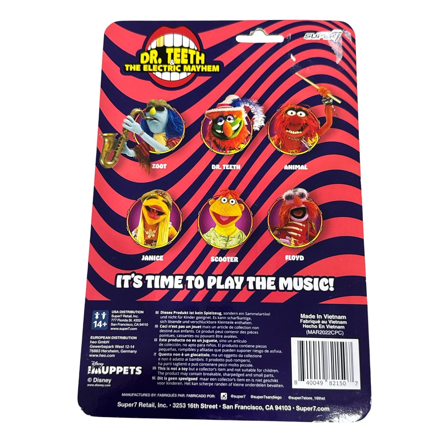 Dr. Teeth & The Electric Mayhem Floyd Action Figure By Super7 ReAction Collectible Ages 14+