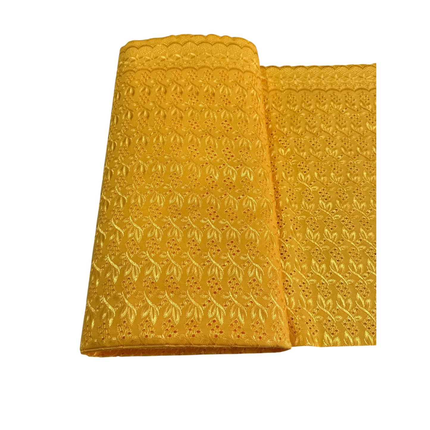 Gold Embroidered 12 Yards Lace Fabric For Crafts Sewing & Decoration - 40" Width