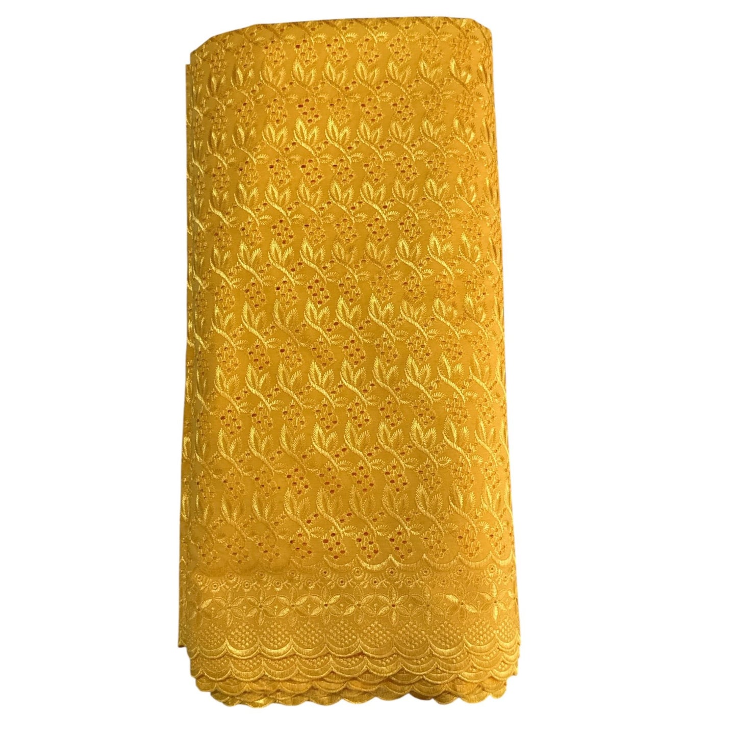 Gold Embroidered 12 Yards Lace Fabric For Crafts Sewing & Decoration - 40" Width