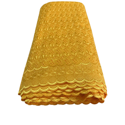Gold Embroidered 12 Yards Lace Fabric For Crafts Sewing & Decoration - 40" Width