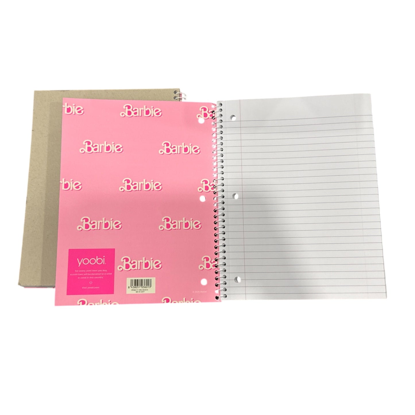 Barbie X Yoobi 1 Subject Spiral Notebooks Pink Glitter Design (2-PACK)