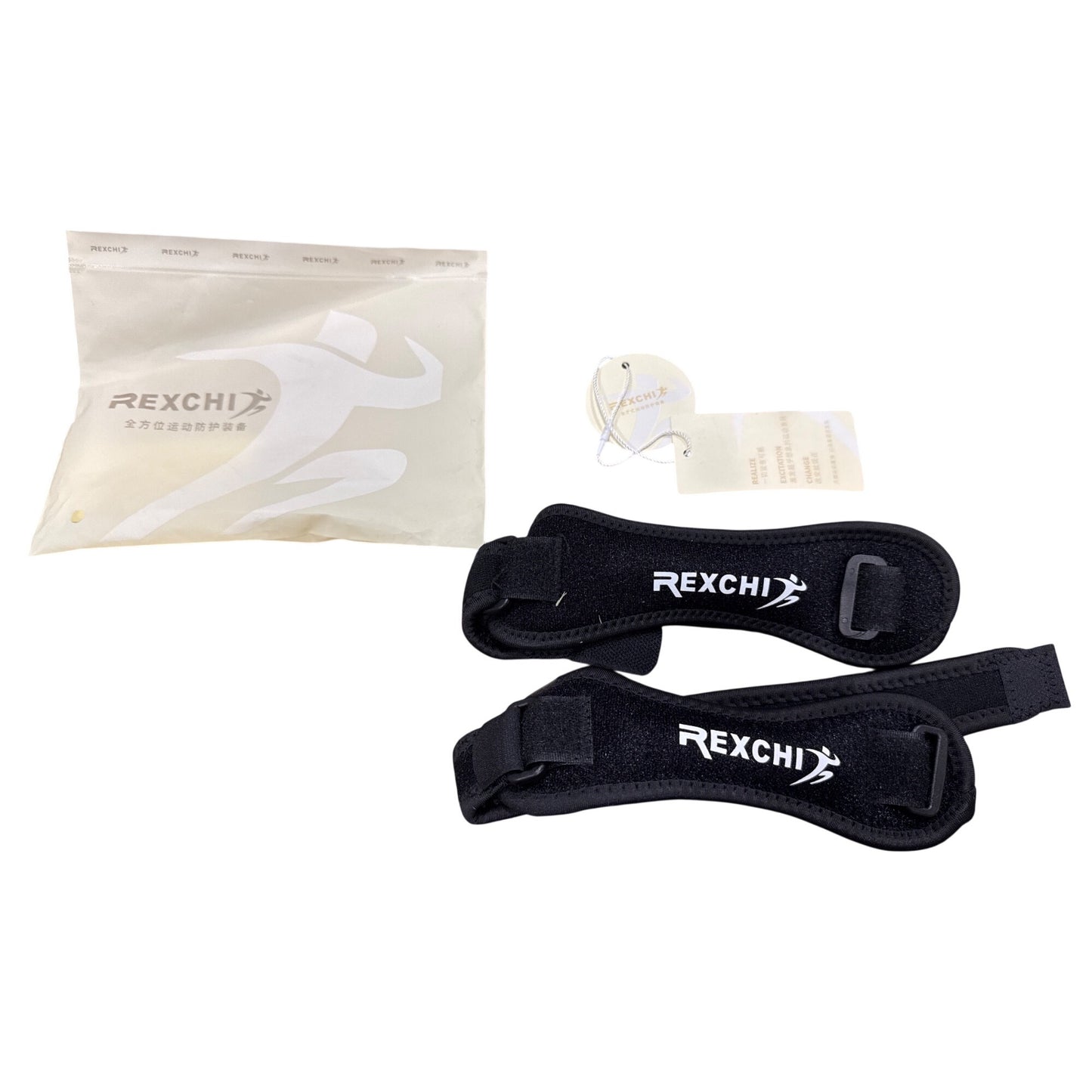 Rexchi Black Patella Tendon Knee Strap 2 - Pack, Knee Pain Relief Support Brace