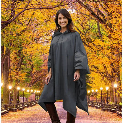 ShedRain 1947 Lightweight Rain Poncho With Adjustable Hood & Snap Closures One Size Fits Most Black