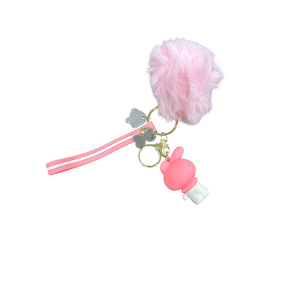 Cute My Melody Keychain With Fluffy Pom Pom & Pink Strap Charm Accessory