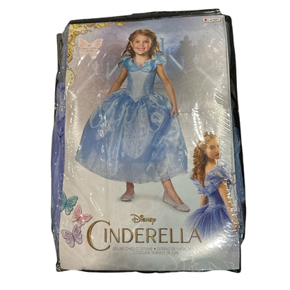 Disney Cinderella Deluxe Child Costume Size 7-8 For Girls With Sparkly Blue Gown & Butterfly Detail