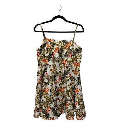 Steve Madden Women's Tropical Floral Mini Sundress Spaghetti Straps Tiered Design Lightweight L