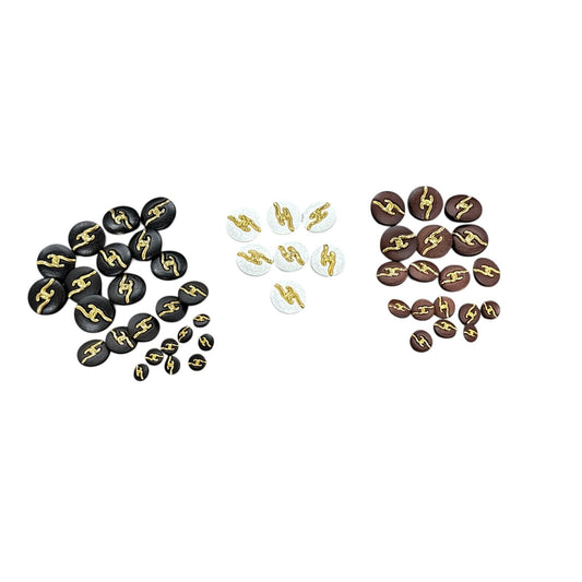 49pcs Vintage Gold Knot Buttons Set In Black, White & Brown - Various Sizes - Elegant & Durable Design