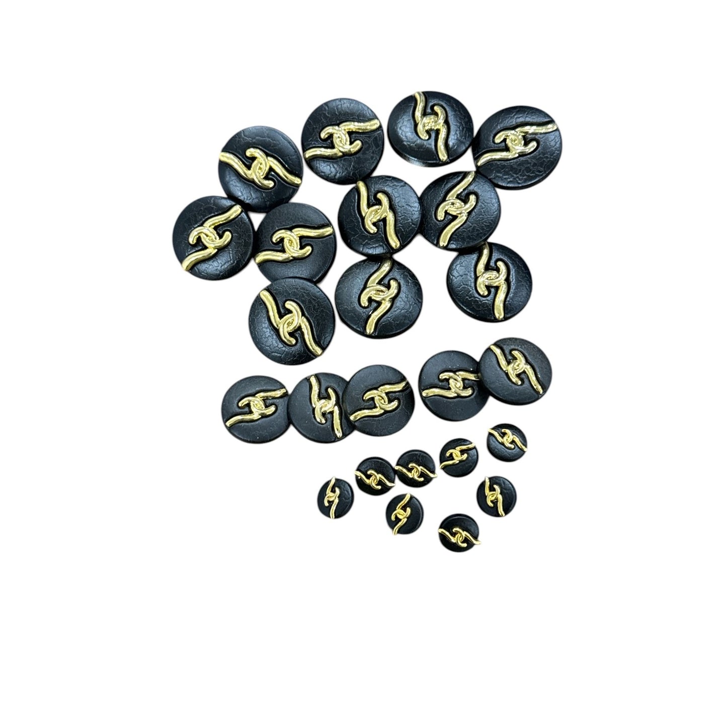 49pcs Vintage Gold Knot Buttons Set In Black, White & Brown - Various Sizes - Elegant & Durable Design