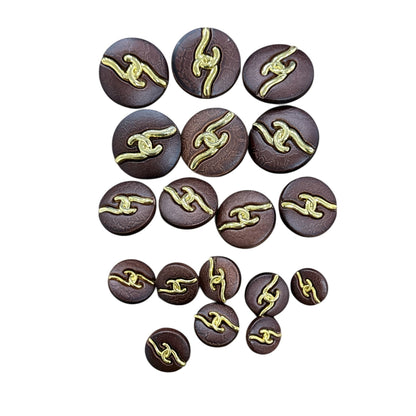 49pcs Vintage Gold Knot Buttons Set In Black, White & Brown - Various Sizes - Elegant & Durable Design