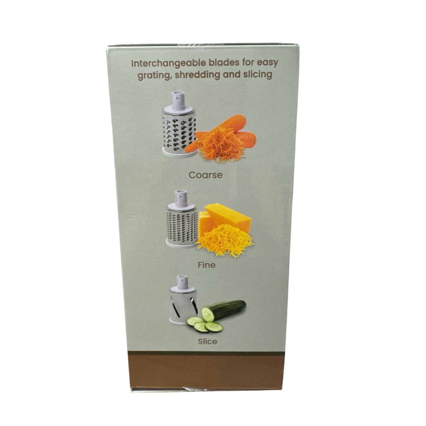 Simply Served Black Countertop Grater With 3 Stainless Steel Blades For Grating, Slicing & Shredding - BPA Free