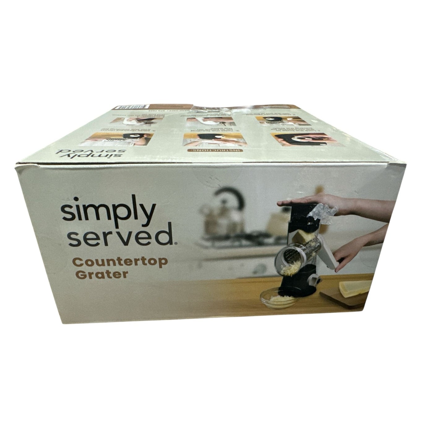 Simply Served Black Countertop Grater With 3 Stainless Steel Blades For Grating, Slicing & Shredding - BPA Free
