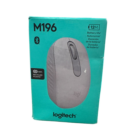 Logitech M196 Bluetooth Wireless Mouse With 12-Month Battery Life 66% Recycled Plastic Light Grey