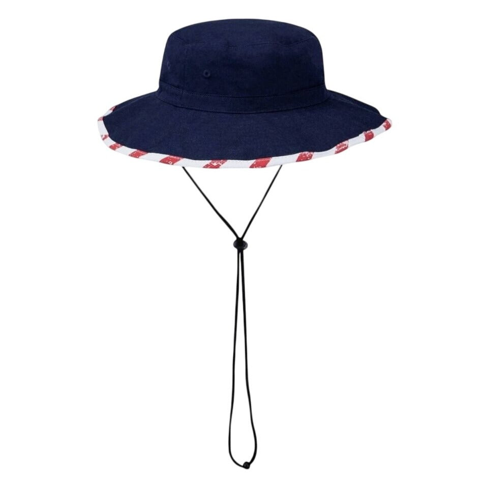 Wemco Reversible Americana Boonie Hat With Stars & Stripes Pattern Adjustable Chin Strap One Size