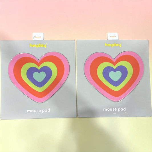 Set of 2 Heart-Shaped Heyday Mouse Pads with Multicolor Design