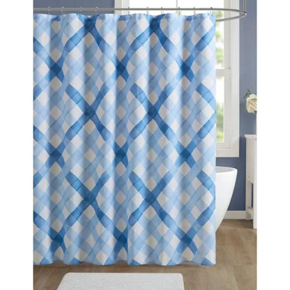 Décor Studio Amalfi Plaid Shower Curtain Blue & White 72"x72" Polyester/Cotton Blend