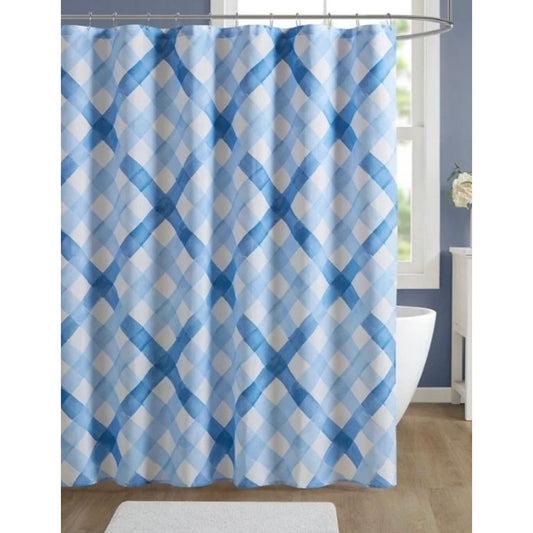 Décor Studio Amalfi Plaid Shower Curtain Blue & White 72"x72" Polyester/Cotton Blend