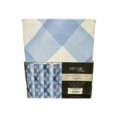 Décor Studio Amalfi Plaid Shower Curtain Blue & White 72"x72" Polyester/Cotton Blend