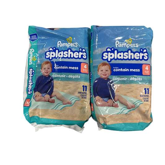 Pampers Splashers Swim Diapers Size:4 20-33 Lbs - 11 Count Each 2 Packs
