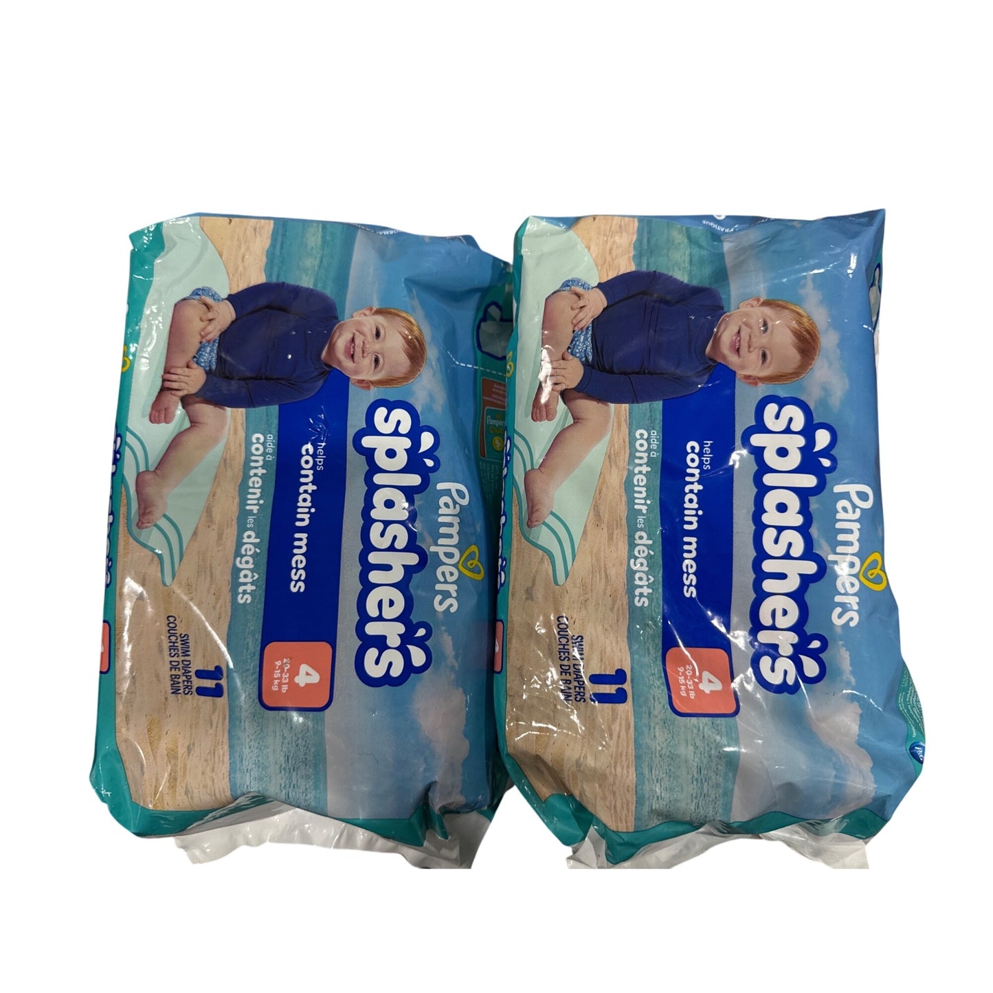 Pampers Splashers Swim Diapers Size:4 20-33 Lbs - 11 Count Each 2 Packs