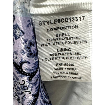 NSR Square Neck Puff Sleeve Midi Dress Blue & Lavender Paisley Print Polyester Women's Size L