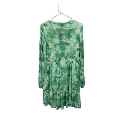 Love X Design Green Tie-Dye Long Sleeve Babydoll Mesh Dress Size M