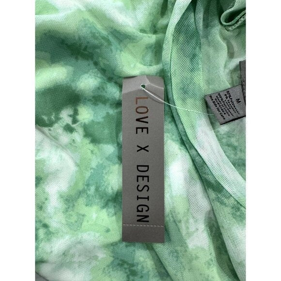 Love X Design Green Tie-Dye Long Sleeve Babydoll Mesh Dress Size M
