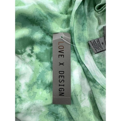 Love X Design Green Tie-Dye Long Sleeve Babydoll Mesh Dress Size M