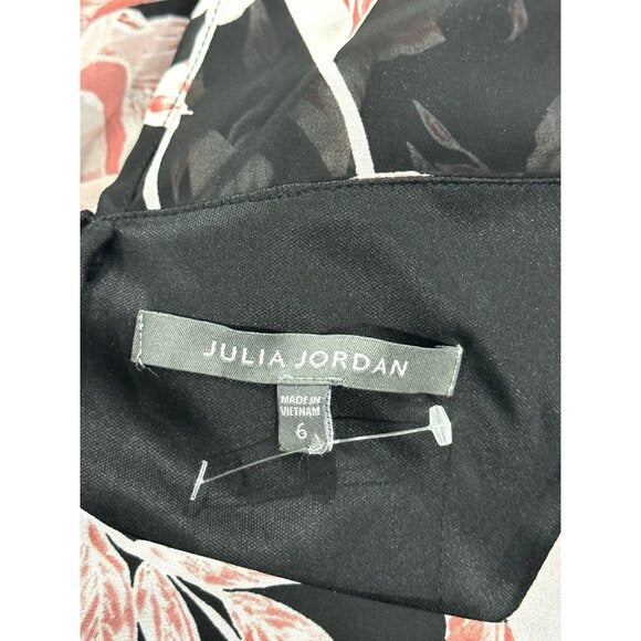 Julia Jordan Black & Pink Floral High-Low Maxi Dress Size 6