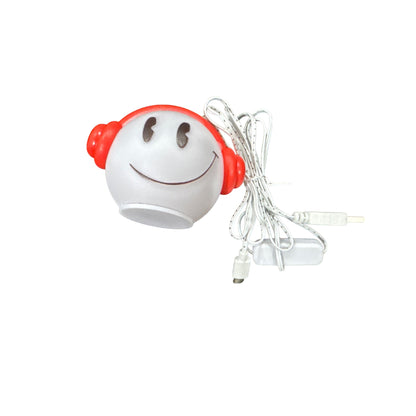 Smiley Face Shaped LED Photo Holder With USB Operated Light & Red Headphones