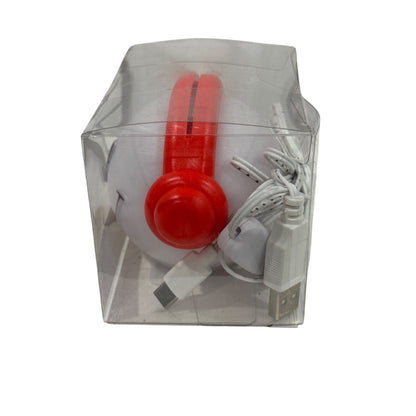 Smiley Face Shaped LED Photo Holder With USB Operated Light & Red Headphones