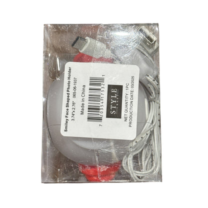 Smiley Face Shaped LED Photo Holder With USB Operated Light & Red Headphones