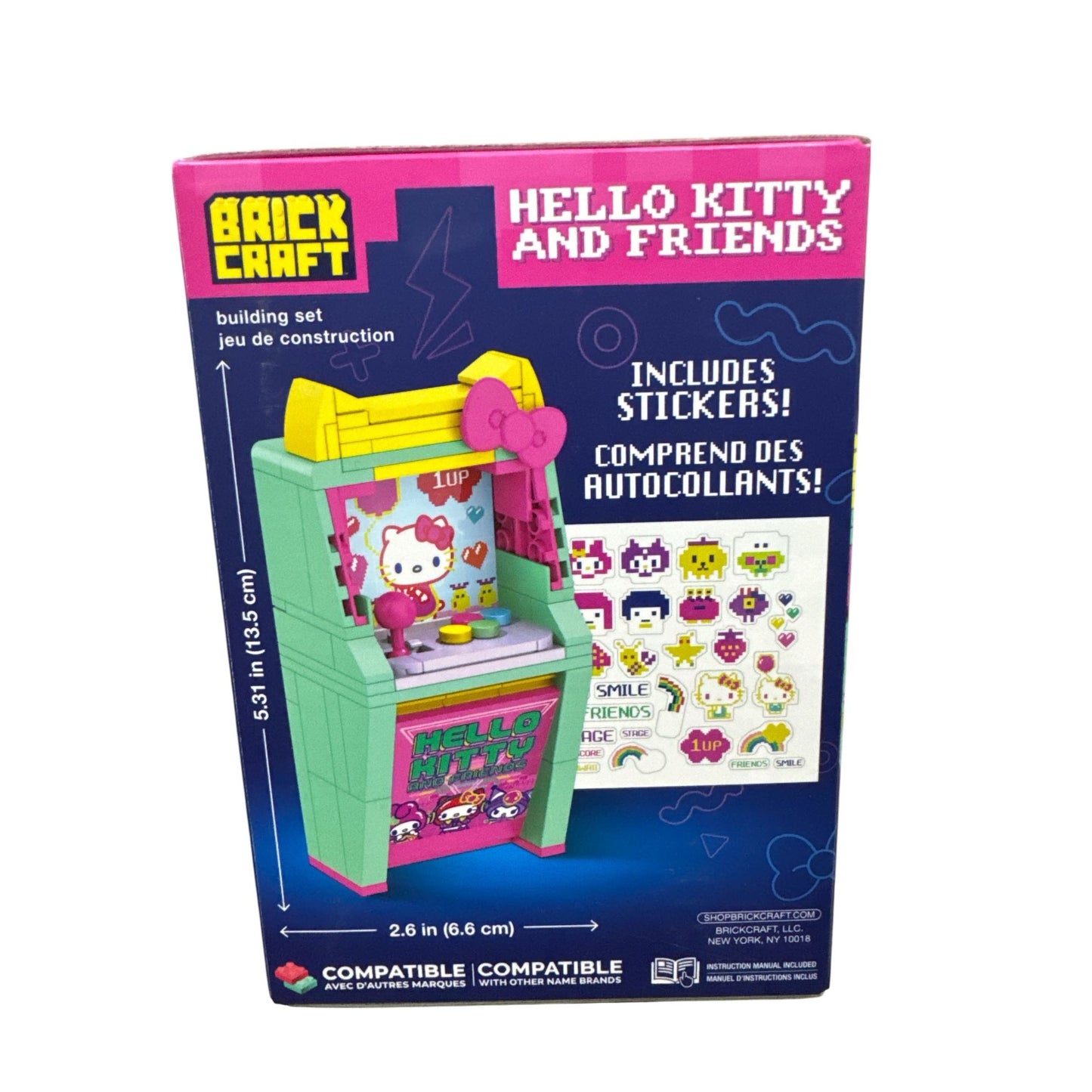 Hello Kitty & Friends Brick Craft Arcade Building Set 102 Pieces Includes Stickers Ages 12+