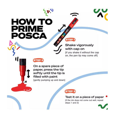Uni Posca Paint Marker Set 8 Colors PC-5M 1.8-2.5mm Water-Based Fade & Water Resistant