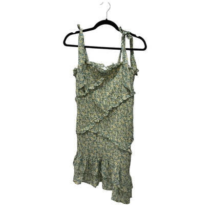 Astr The Label Yellow Green Multi Ruffle Smocked Mini Dress With Adjustable Straps Size M