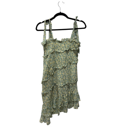 Astr The Label Yellow Green Multi Ruffle Smocked Mini Dress With Adjustable Straps Size M
