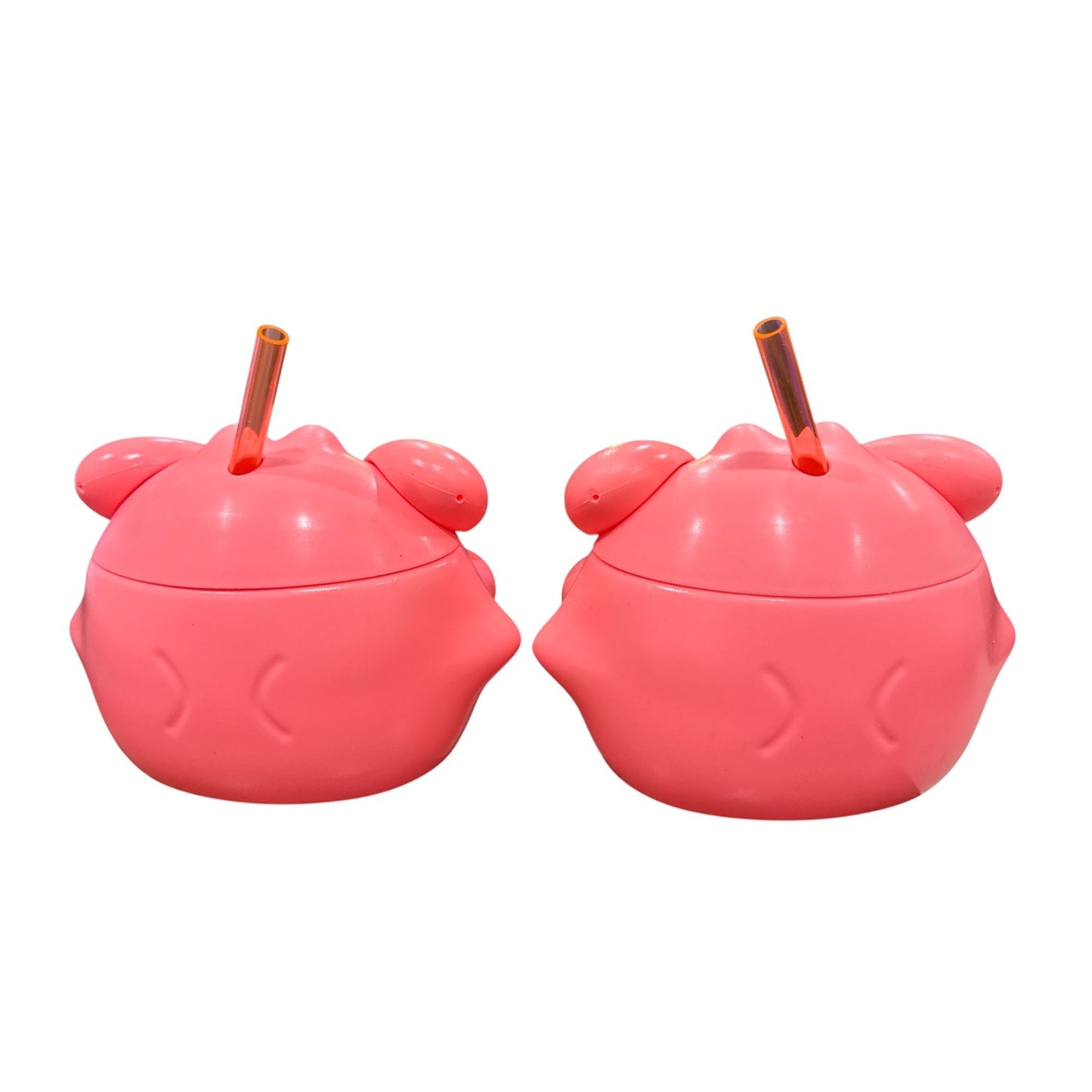 Crab-Shaped Tumbler Cups With Straws - Set Of 2 - Pink - Sun Squad