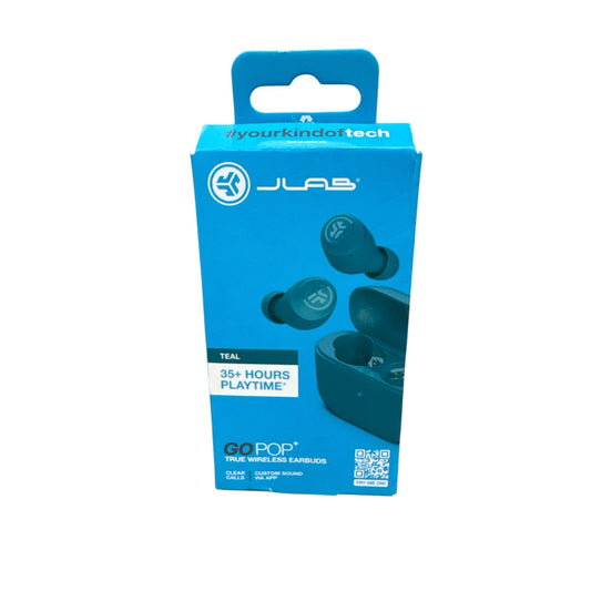 JLab Go Pop+ True Wireless Earbuds With 35+ Hours Playtime Teal IPX4 Sweatproof Custom Sound Via App USB-C Charging Case