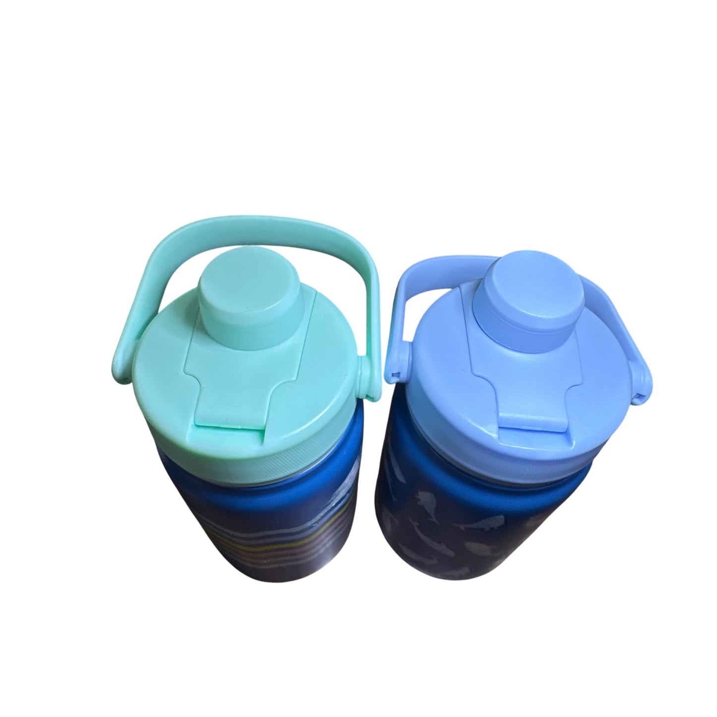 Kids Double-Wall Insulated Stainless Steel Bottles 12oz Set Of 2 With Whale & Wave Patterns