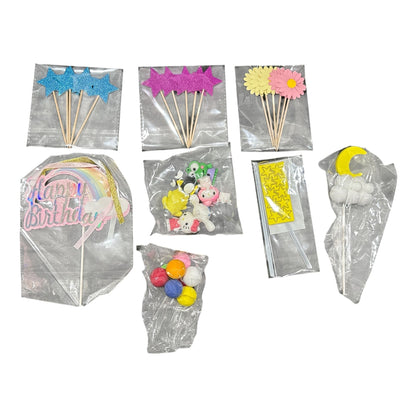 36pcs. Hello Kitty & Friends Cake Topper Set With Rainbow Theme For Birthday Party Decorations