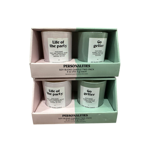 Personalities Soy Blend Candle Two-Pack "Life Of The Party" & "Go Getter" Scents 4 Oz Each
