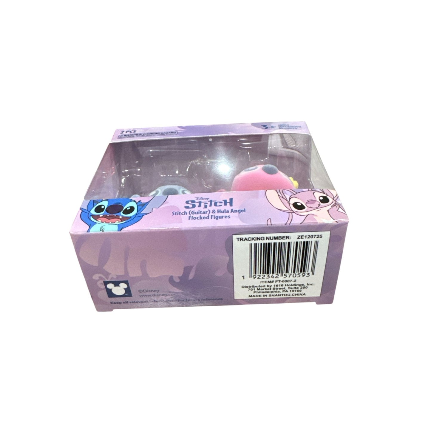 Disney Stitch Guitar & Hula Angel Flocked Figures 2-Piece Set Ages 3+ Collectible Gift Box