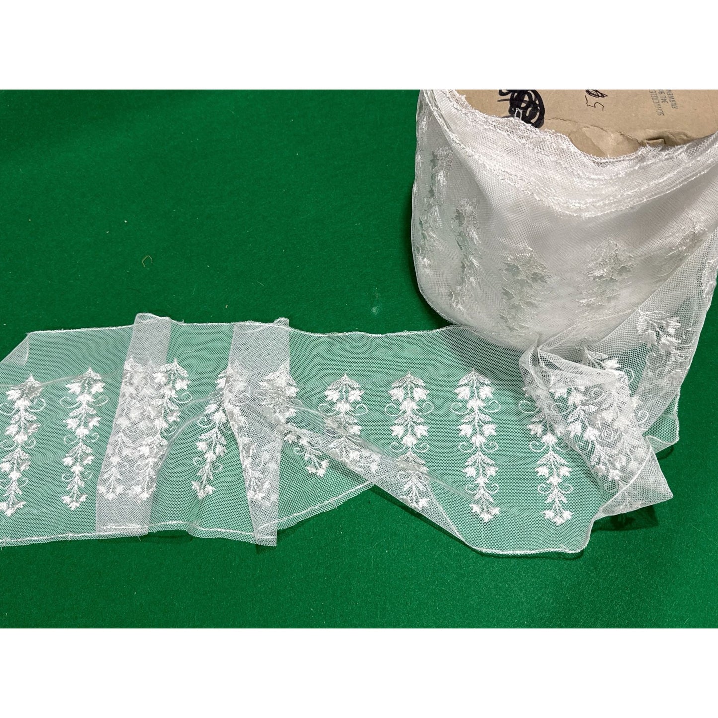 50 yards - White Embroidered Floral Lace Trim Roll 8 Inches Wide For Sewing & Crafts