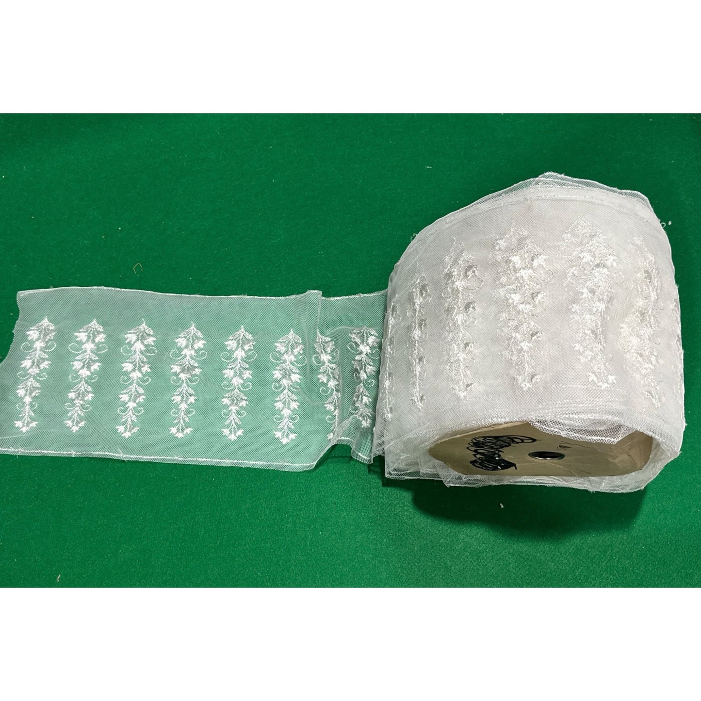 50 yards - White Embroidered Floral Lace Trim Roll 8 Inches Wide For Sewing & Crafts