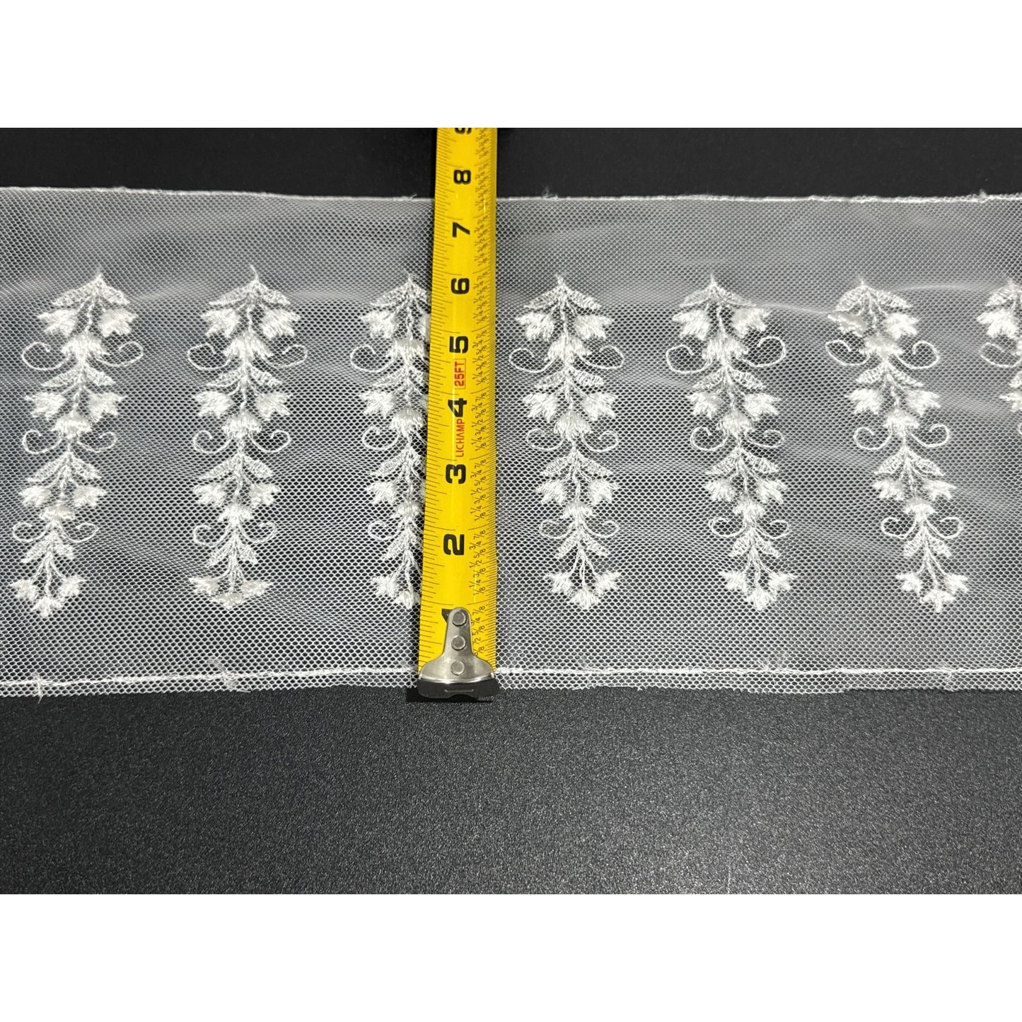 50 yards - White Embroidered Floral Lace Trim Roll 8 Inches Wide For Sewing & Crafts