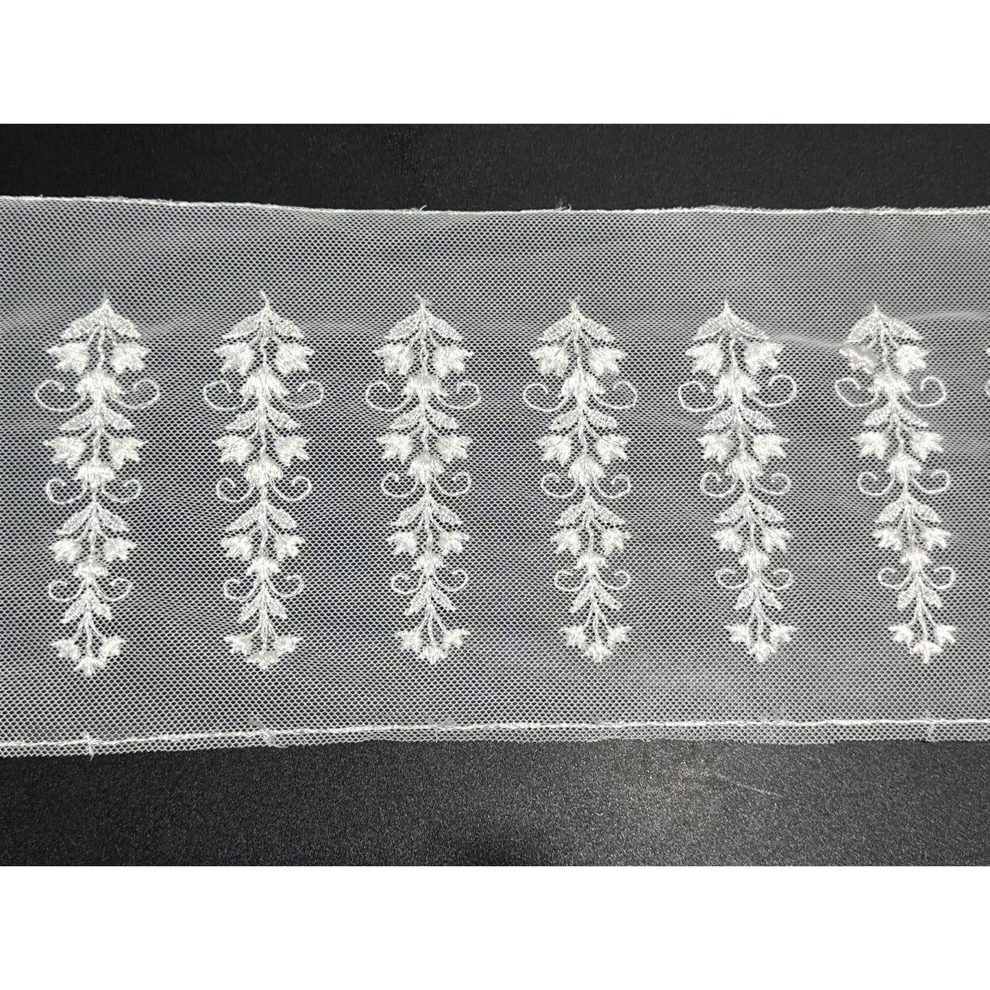 50 yards - White Embroidered Floral Lace Trim Roll 8 Inches Wide For Sewing & Crafts