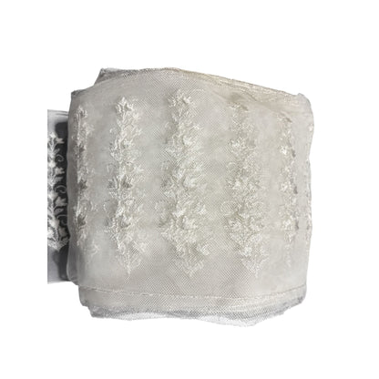 50 yards - White Embroidered Floral Lace Trim Roll 8 Inches Wide For Sewing & Crafts