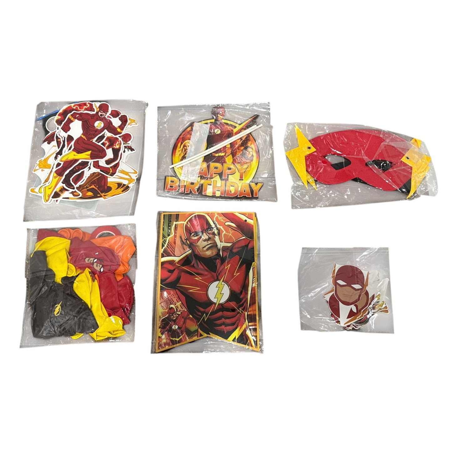 The Flash Birthday Party Decoration Set - Banner, Balloons, Cake Topper Mask & Cutouts