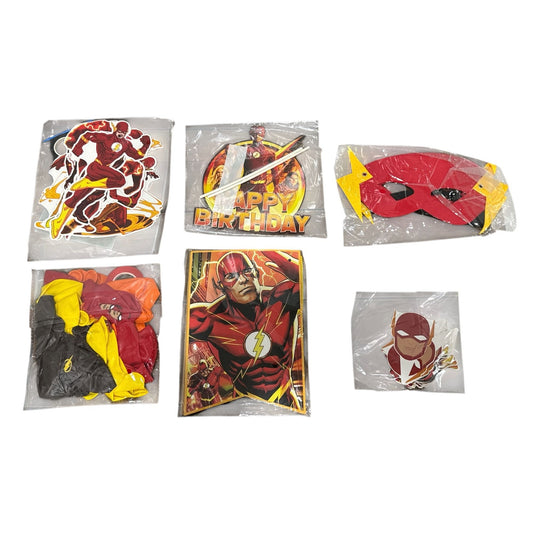 The Flash Birthday Party Decoration Set - Banner, Balloons, Cake Topper Mask & Cutouts